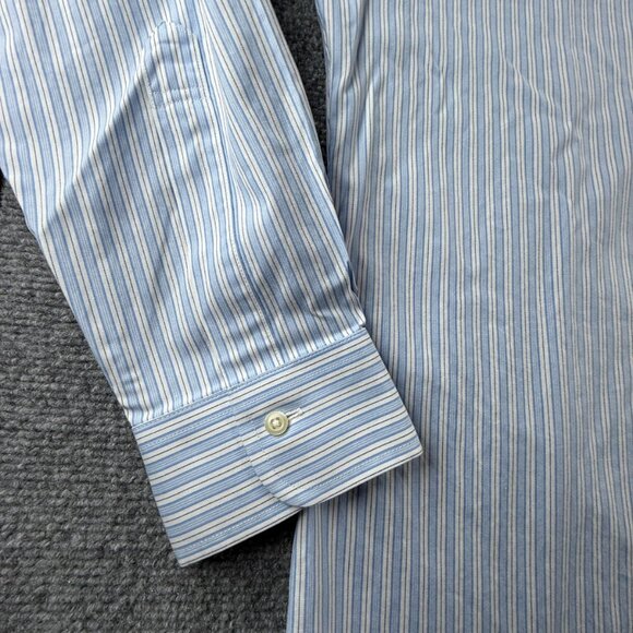 Brooks Brothers Regent Striped Cotton Non-Iron 16.5 35 Button-Down Blue Pocket - Picture 7 of 13
